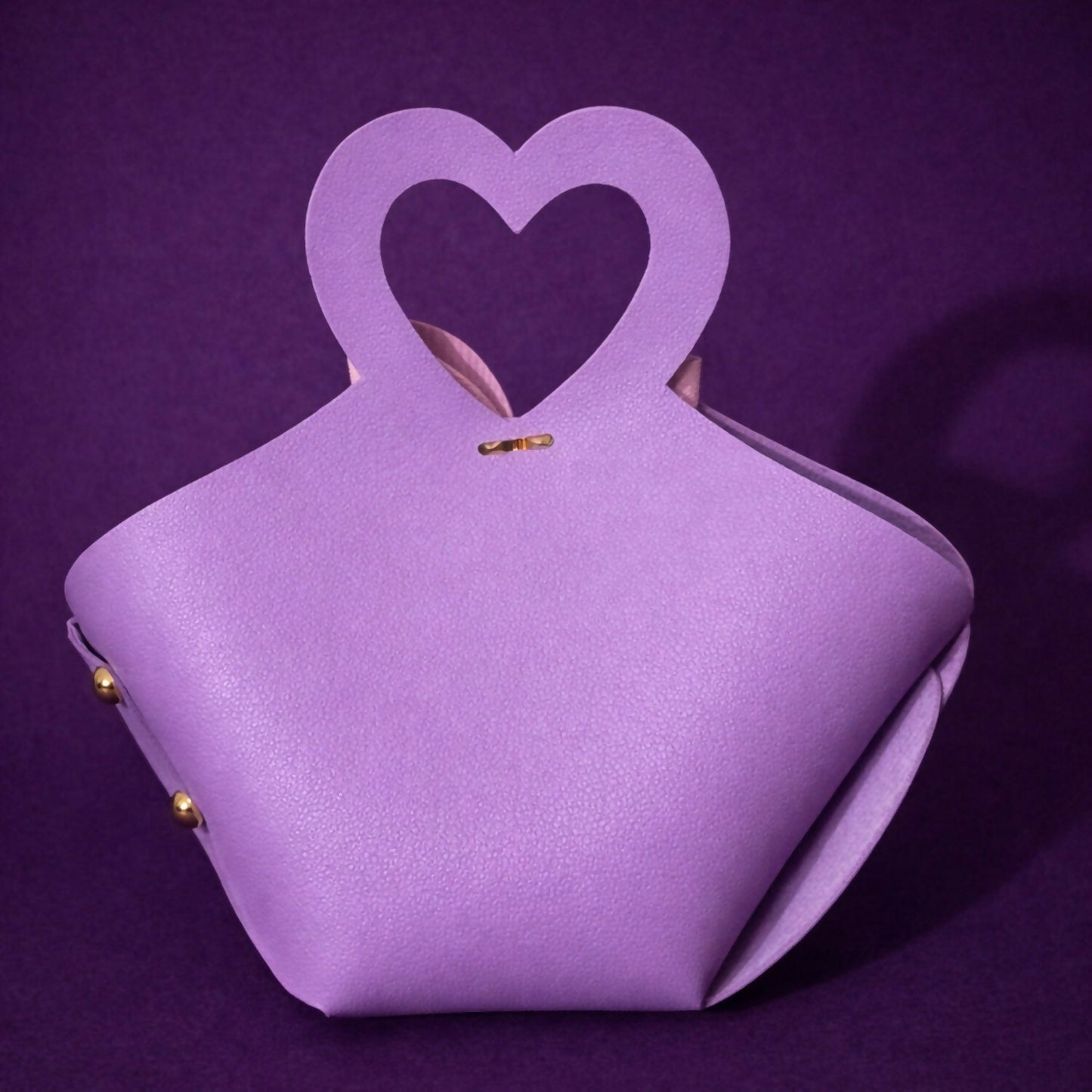 Purple Mini Handheld Bag for Women | Heart Handle Stylish Gift Purse
