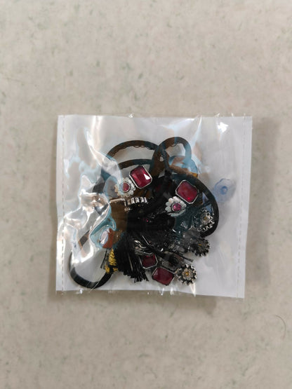 Vintage Silver-Toned Choker Set with Ruby Pink Stones