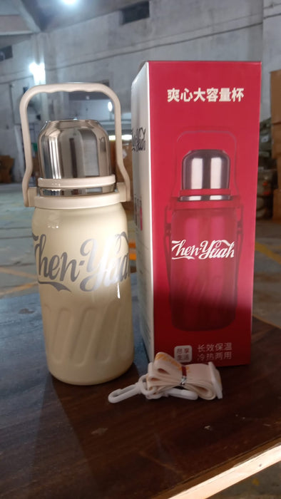 Customize Stainless Steel Vacuum Insulated Water Bottle | Leak Proof Flask for Tea Coffee | Reusable Water Bottle with Hanging Strap | Bottle for Hot & Cold Drinks Wide Mouth Water Flask 1200 ML