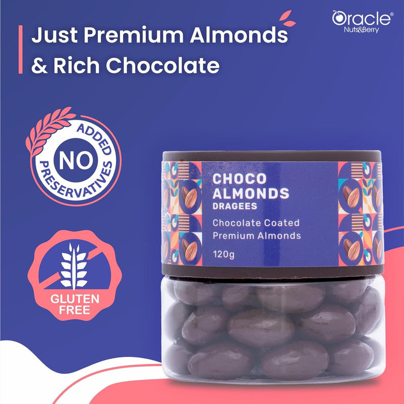 Oracle Nuts & Berry Choco Almonds Dragees – Chocolate Coated Premium Almonds (120gm)