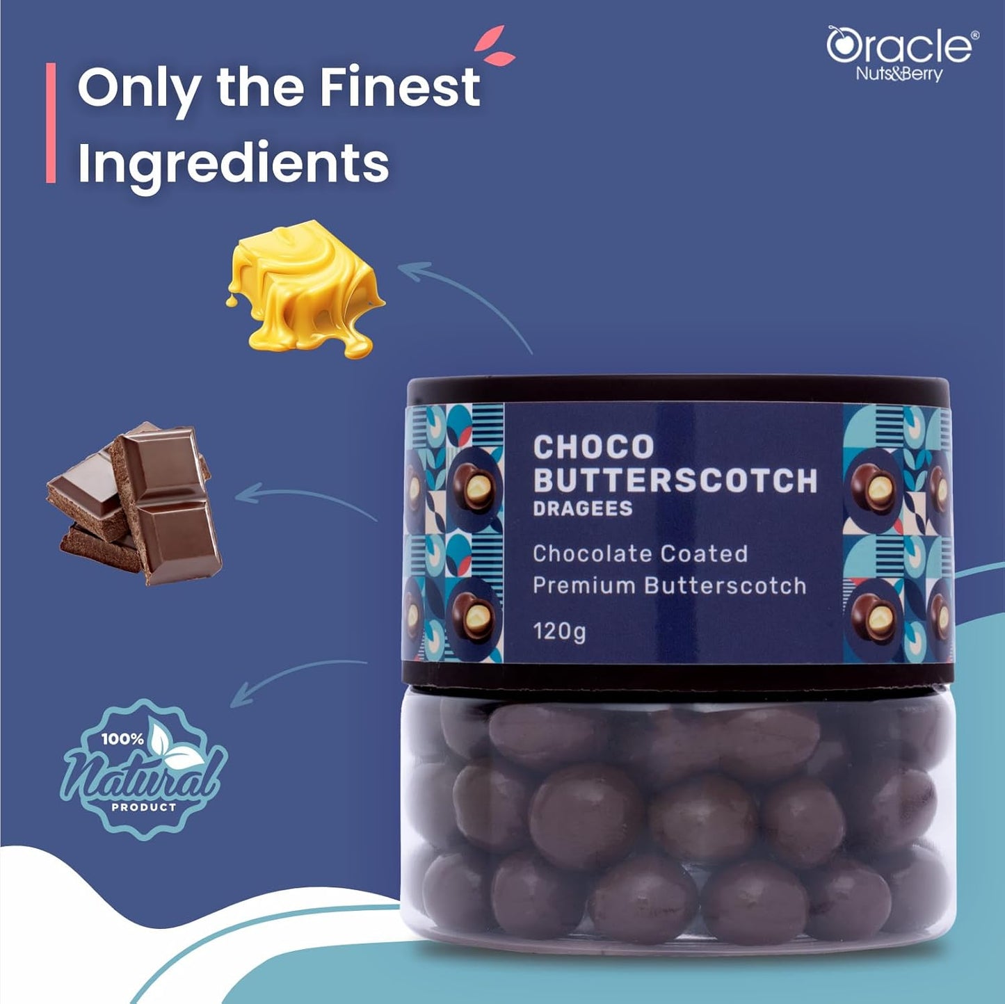 Oracle Nuts & Berry Choco Butterscotch Dragees – Premium Chocolate Coated Butterscotch Treats (120gm)