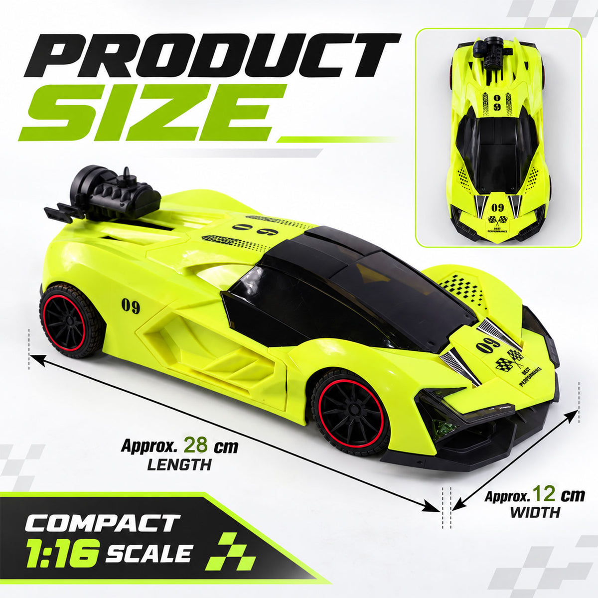 Remote Control Racing Car Toy with Water Spray Effect and LED Lights (1 Pc Set)