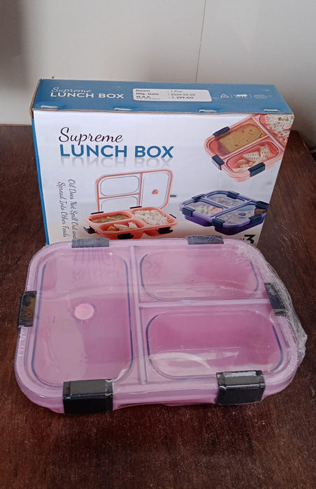 Customized Plastic 3 Compartment Insulated Lunch Box, Lunch Box (1 Pc)