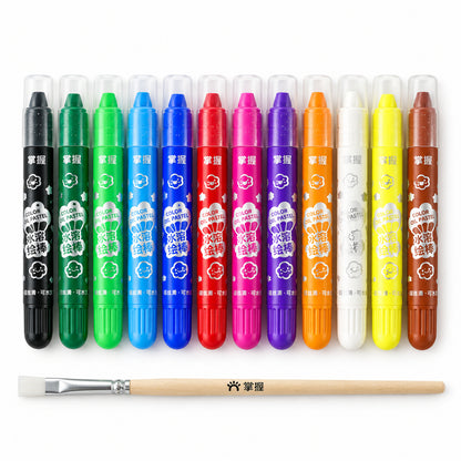 Twist-Up Oil Pastel Colour Pens with Brush and Carry Case (12 Pc)