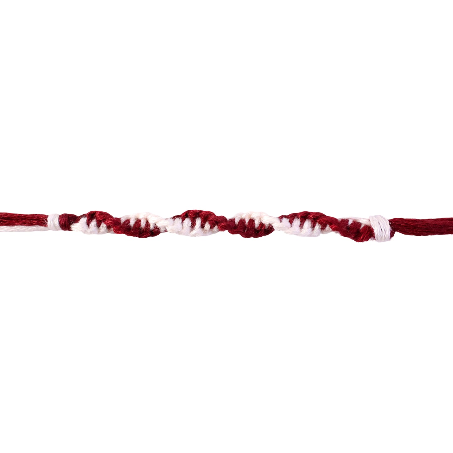 Maroon-White Twisted Cord Rakhi with Simple Beadless Design