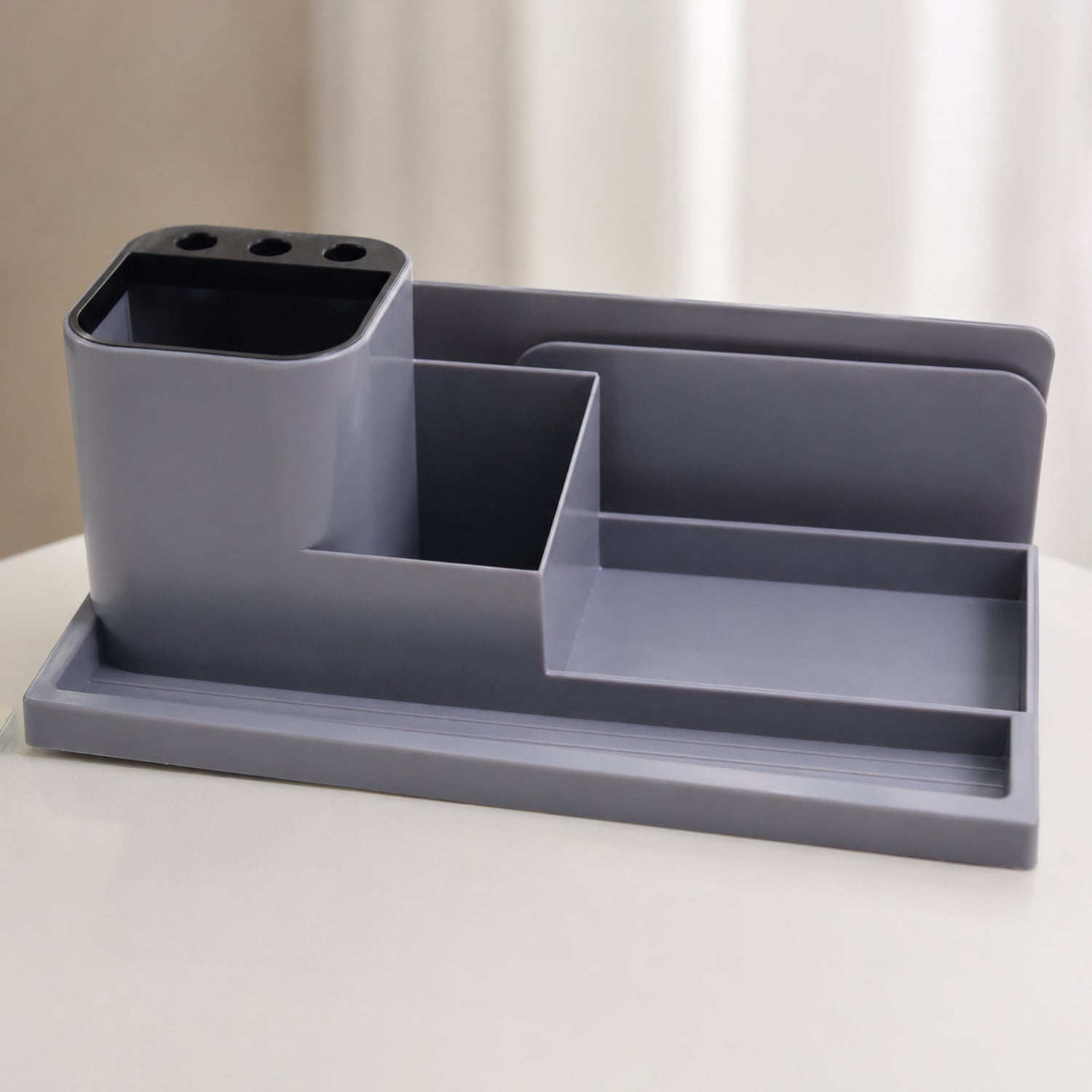 Multipurpose Desktop Organizer Pen Stand with Document Holder & Storage Compartments