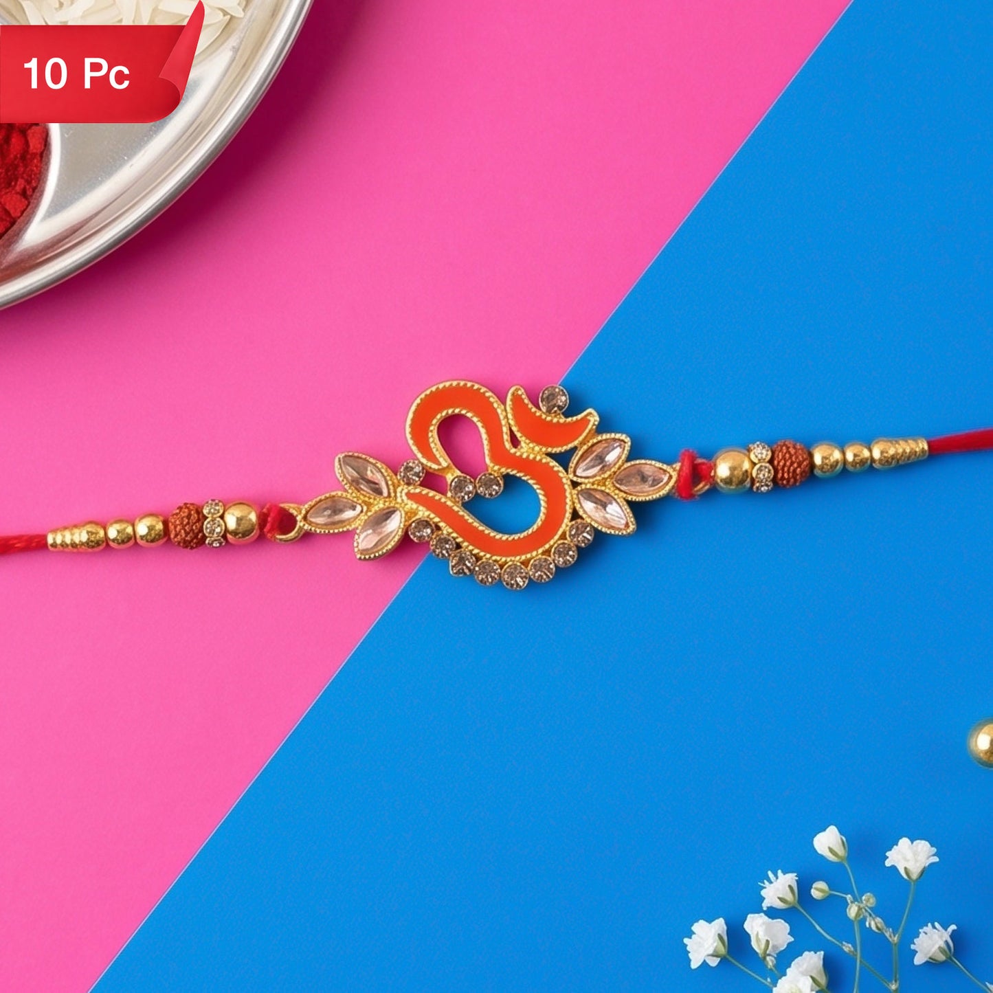 Om Symbol Stone Studded Rakhi for Raksha Bandhan (10pcs)