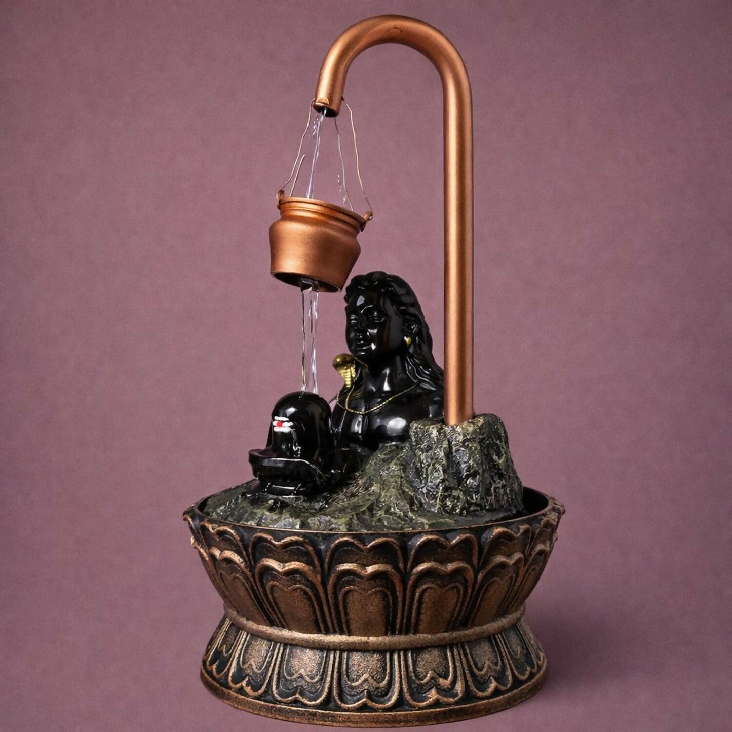 Lord Shiv Tabletop Water Fountain for Home Temple & Living Room Decor