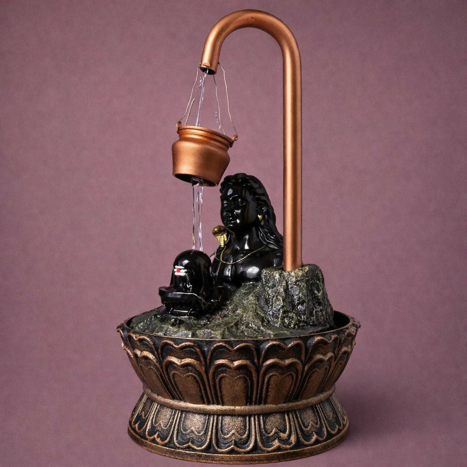 Lord Shiv Tabletop Water Fountain for Home Temple & Living Room Decor