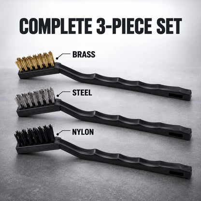 Multipurpose Brass, Steel and Nylon Cleaning Brush Set (3 Pc)