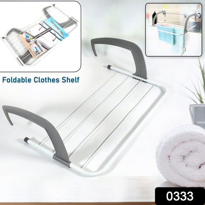 Metal Steel Folding Drying Rack for Clothes Balcony Laundry Hanger for Small Clothes Drying Hanger Metal Clothes Drying Stand, Socks and Plant Storage Holder Outdoor / Indoor Clothes-Towel Drying Rack Hanging on The Door Bathroom