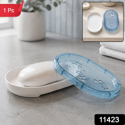 Plastic Soap Box with Lid for Bathroom Covered Soap Dish (1 Pc)