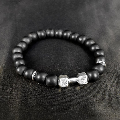 Black Matte Agate Dumbbell Bracelet