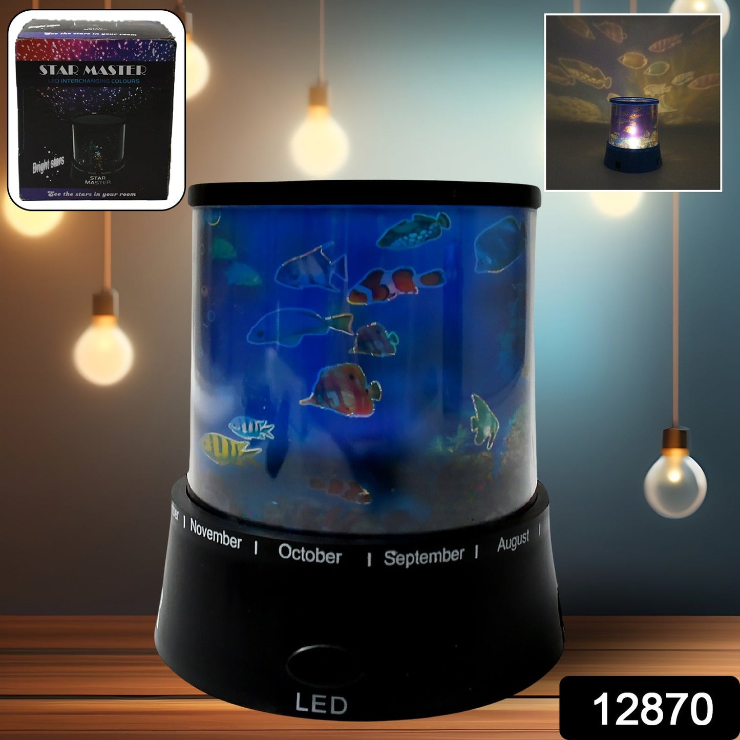 LED Projector Night Light – 3 Battery Lamps, Rotating with Music, Perfect for Kids & Home Decor (1 Pc, Battery Not Included)