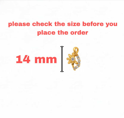 Gold Plated Floral S-Curve Stud Earrings with AD for women and girls