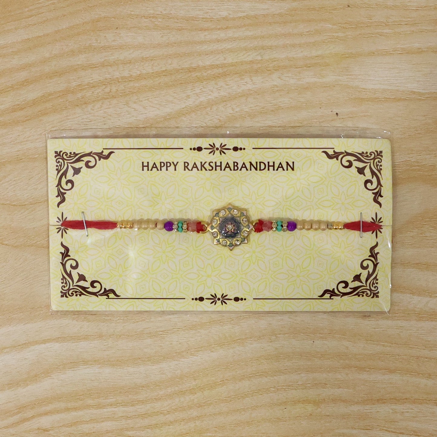 Rakhi for Brother Floral Mandala Enamel Gold Tone Design (10pcs)