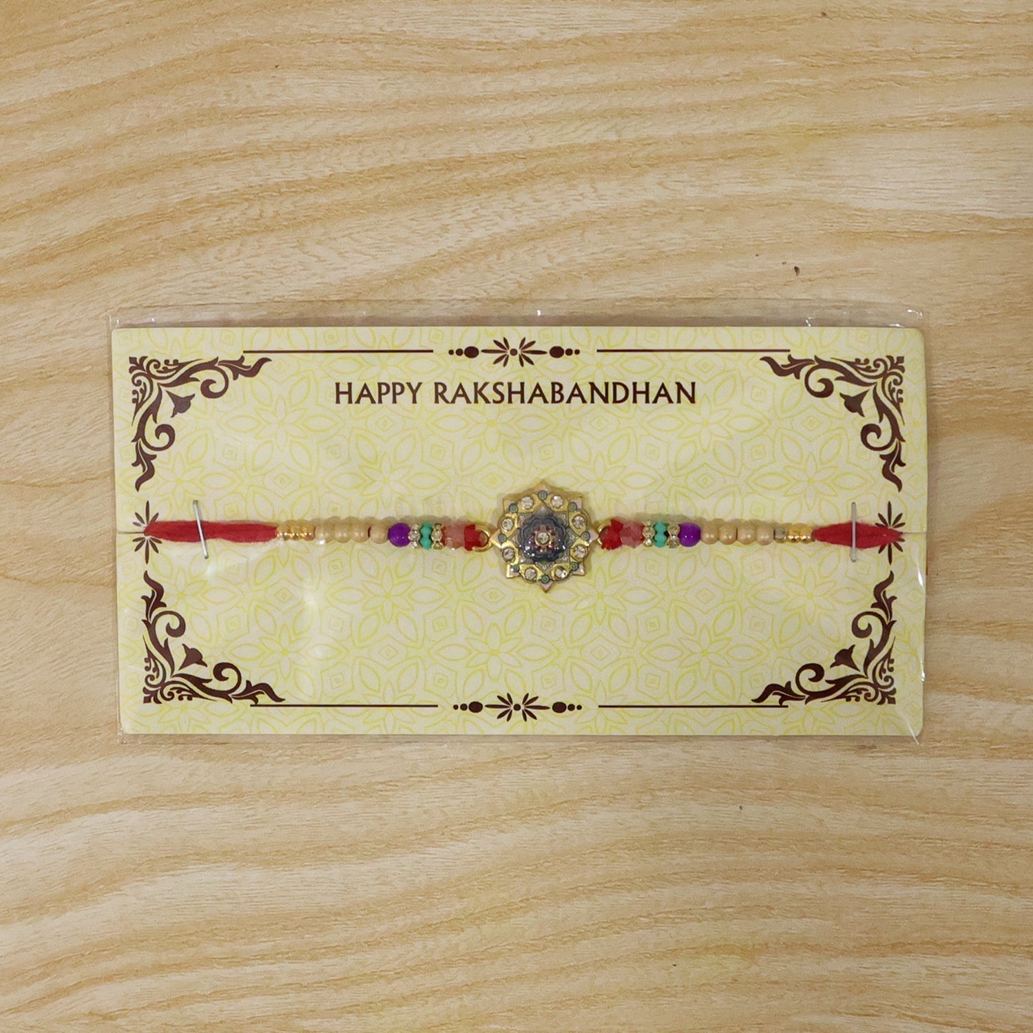 Rakhi for Brother Floral Mandala Enamel Gold Tone Design (10pcs)