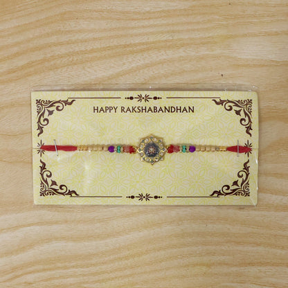 Rakhi for Brother Floral Mandala Enamel Gold Tone Design (5pcs)