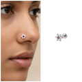 Pink Flower Nose Stud – Silver Plated Crystal Elegance