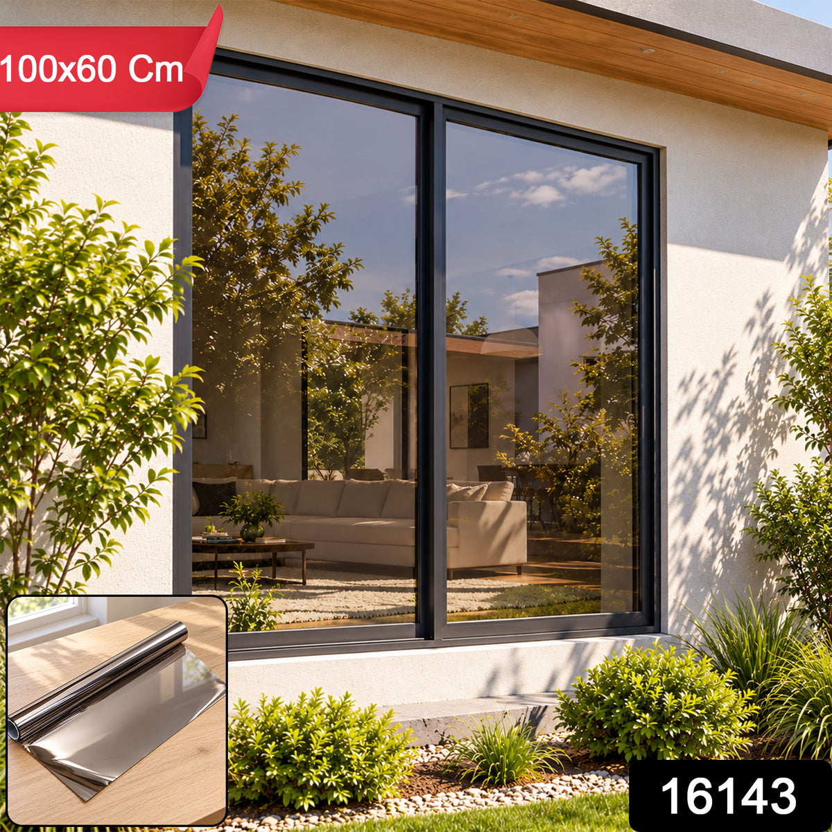 Measuring and cutting reflective solar window film to fit a window