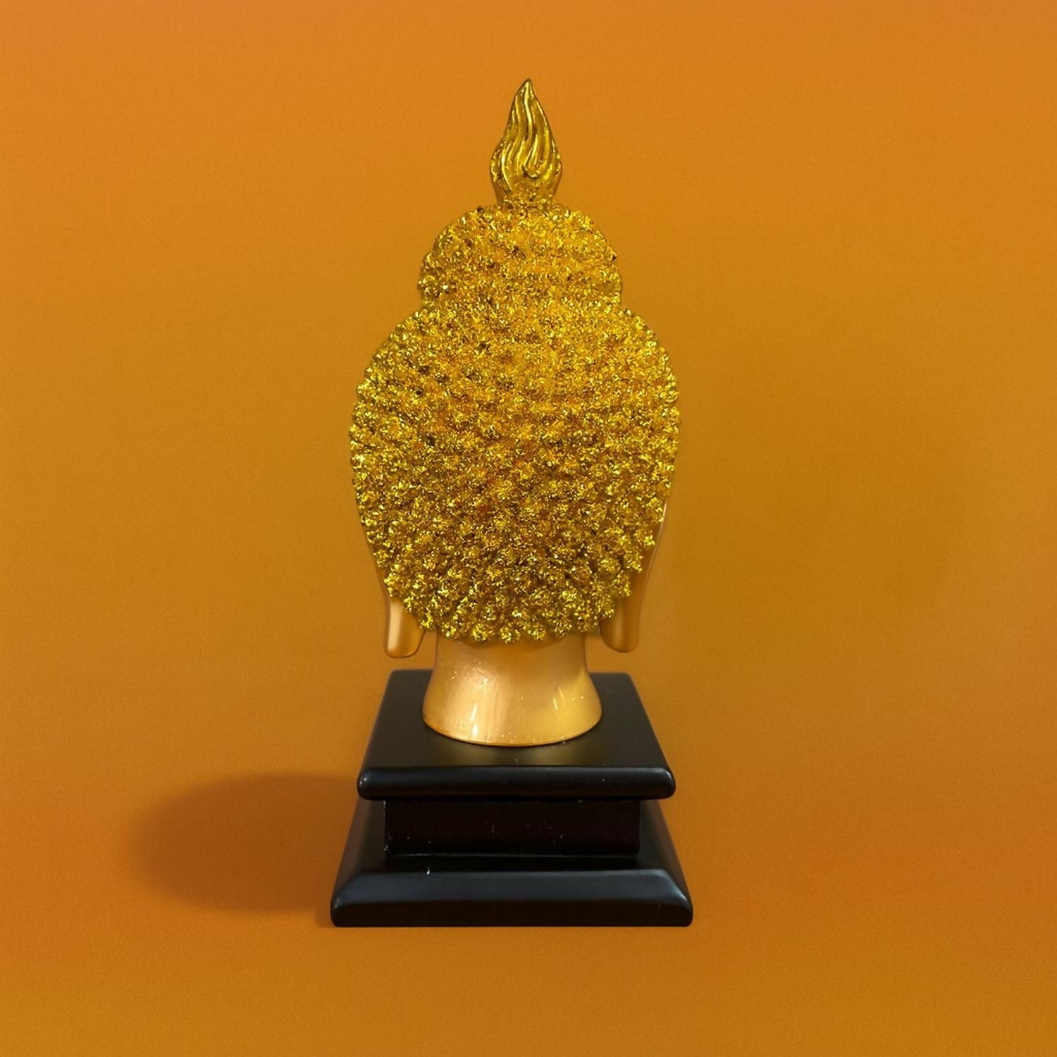 Golden Buddha Head Idol on Black Base | Meditating Buddha Decorative Showpiece for Home, Office, Living Room, Temple & Gift | Spiritual Feng Shui Buddha Statue for Peace & Positivity