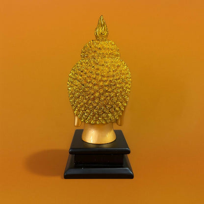 Golden Buddha Head Idol on Black Base | Meditating Buddha Decorative Showpiece for Home, Office, Living Room, Temple & Gift | Spiritual Feng Shui Buddha Statue for Peace & Positivity