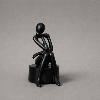 Abstract Thinking Man poly-resin Sculpture Modern Black Showpiece for Home Decor