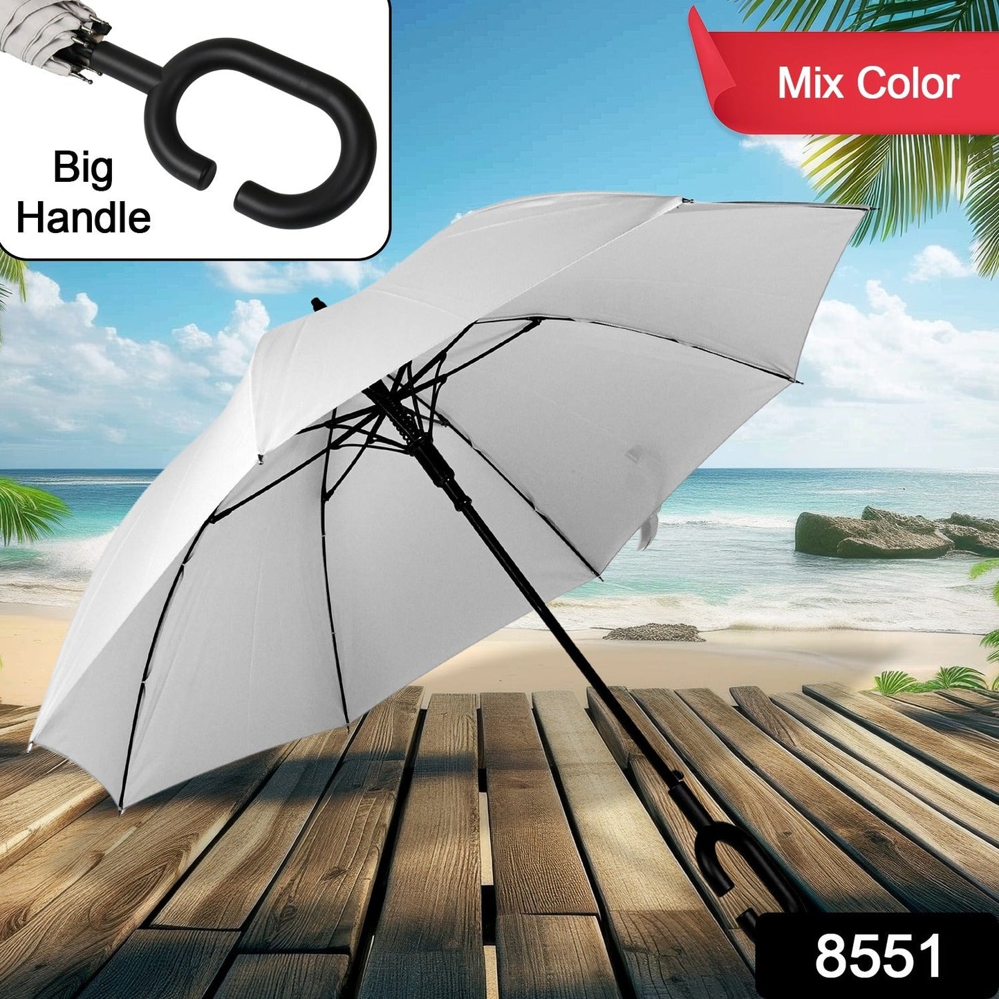 Foldable UV & Rain Umbrella with C-Shaped Handle – Kids (1 Pc / Mix Color)