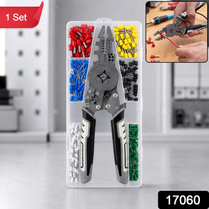 Wire Crimping Plier Kit with Cutter Stripper and Connectors (1 Set)