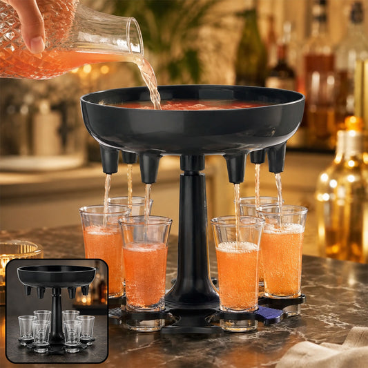 Shot Glass Dispenser – 6-Shot Party Set with Tray & Glasses | Siplix