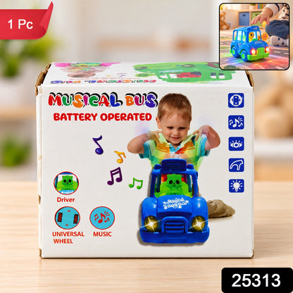 Musical School Bus Toy for Kids with Lights, Bump and Go Play Vehicle (1 Pc)
