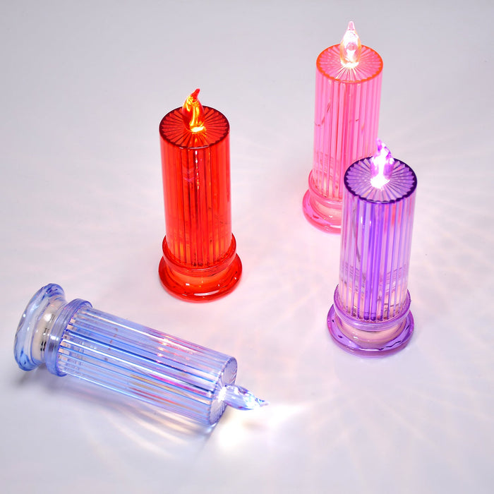 6244 Big Simple Candles for Home Decoration, Crystal Candle Lights (Multicolor)