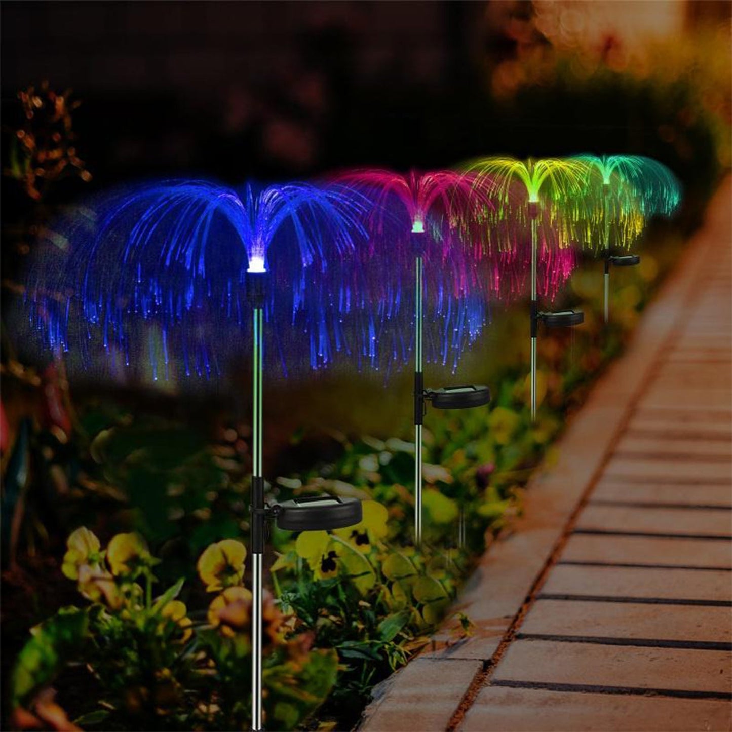 Solar Outdoor Lights – 7-Color Waterproof Jellyfish Like Firework Home Decor (2pcs)