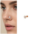 Rose Gold Crystal Flower Nosepin Stud – Elegant Floral Design