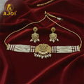 Gold Pearl Necklace – Traditional Choker with Earrings Set