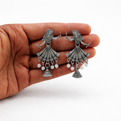 Elegant Oxidised Silver Doll Jhumka Earrings