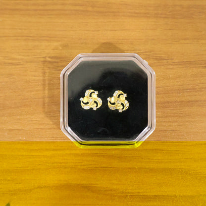 Elegant Floral Swirl Gold Stud Earrings with Crystal Detailing