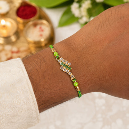 Slim Rectangular Stone Rakhi for Brother Gifting (Pack of 6)