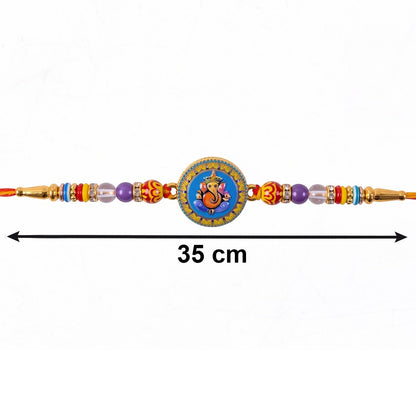 Shop Lord Ganesha Round Coin Designer Rakhi for Raksha Bandhan (10pcs)