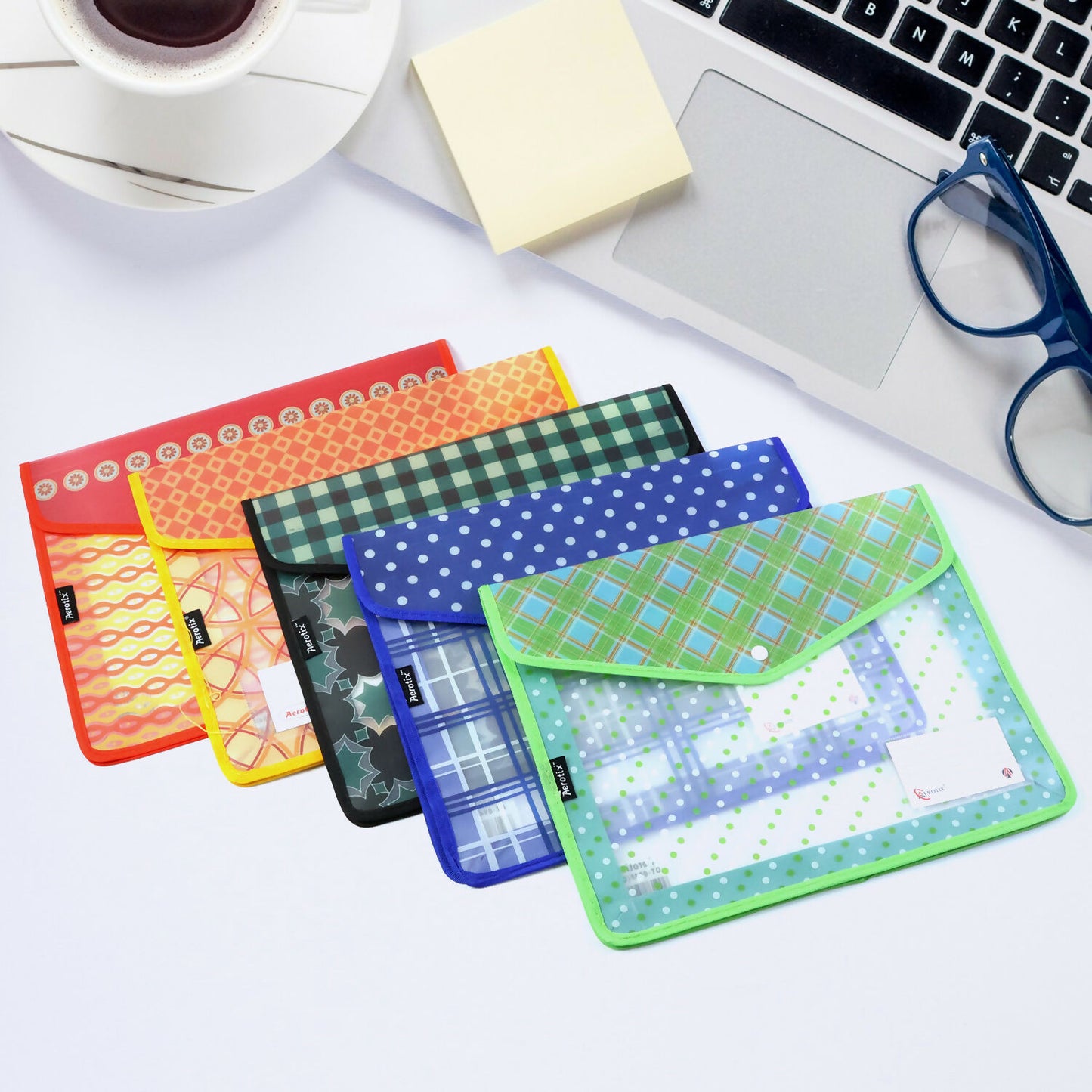 Plastic Button File Folder for Documents, Office & School Use – Multicolour (1 Piece)