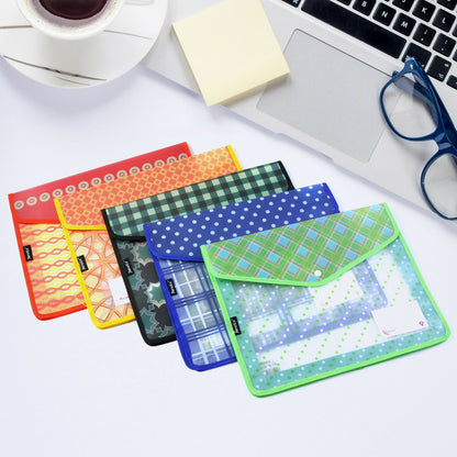 Plastic Button File Folder for Documents, Office & School Use – Multicolour (1 Piece)