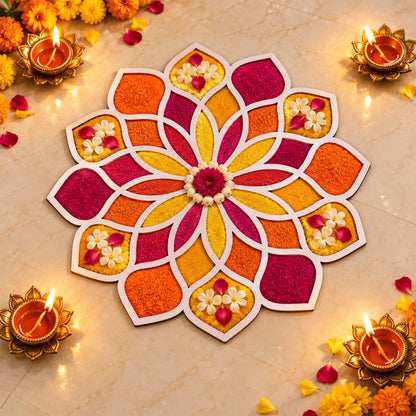 Lotus Petal Rangoli Stencil Board for Diwali, Puja and Festival Floor Decor