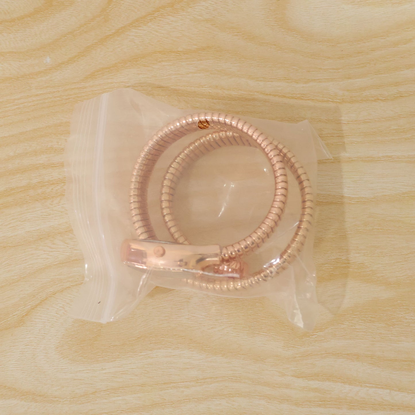 Rose Gold Snake Chain Bracelet Watch with Oval Dial Crystal Border for Women
