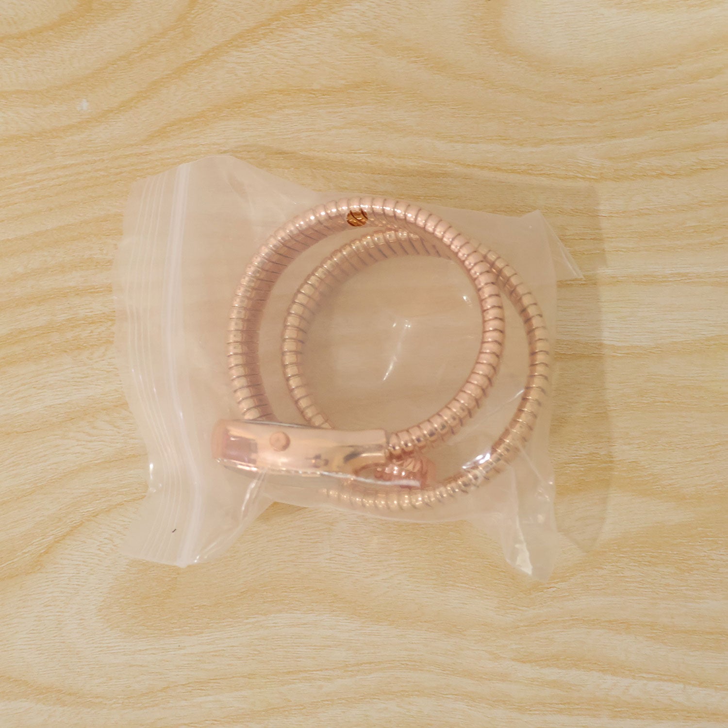 Rose Gold Snake Chain Bracelet Watch with Oval Dial Crystal Border for Women