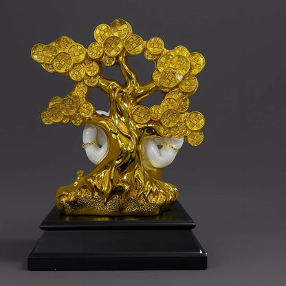 Divine Lord Ganesha Idol with Money Tree | White & Golden Ganpati Murti for Home Temple, Office Desk, Car Dashboard & Gift | Vastu Positive Energy Decorative Showpiece for Puja, Diwali, Housewarming & Festive Gifting