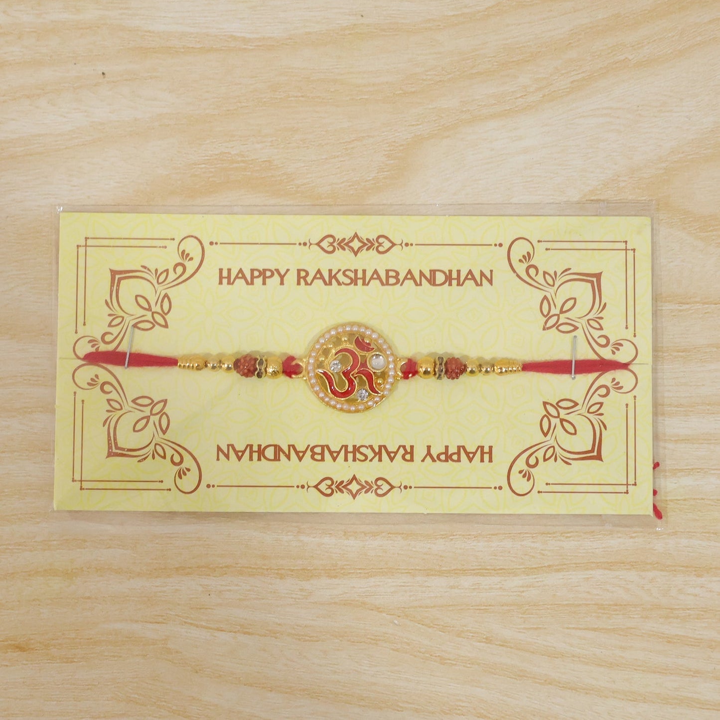 Om Pearl Kundan Beaded Rakhi for Brother (5pcs)