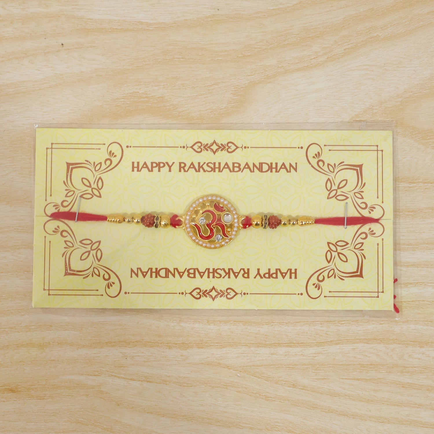 Om Pearl Kundan Beaded Rakhi for Brother (5pcs)