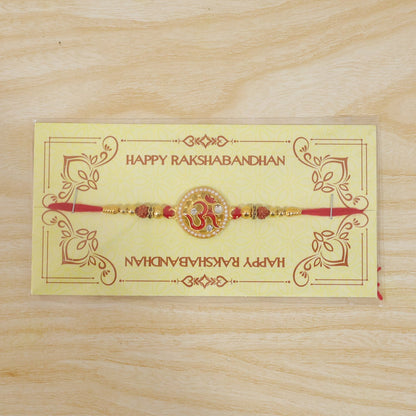 Om Pearl Kundan Beaded Rakhi for Brother (5pcs)