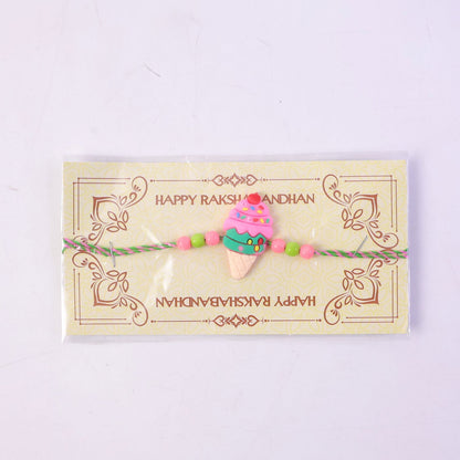 Ice Cream Cone Rakhi Cartoon Kids Cherry Sprinkle Design (10pcs)