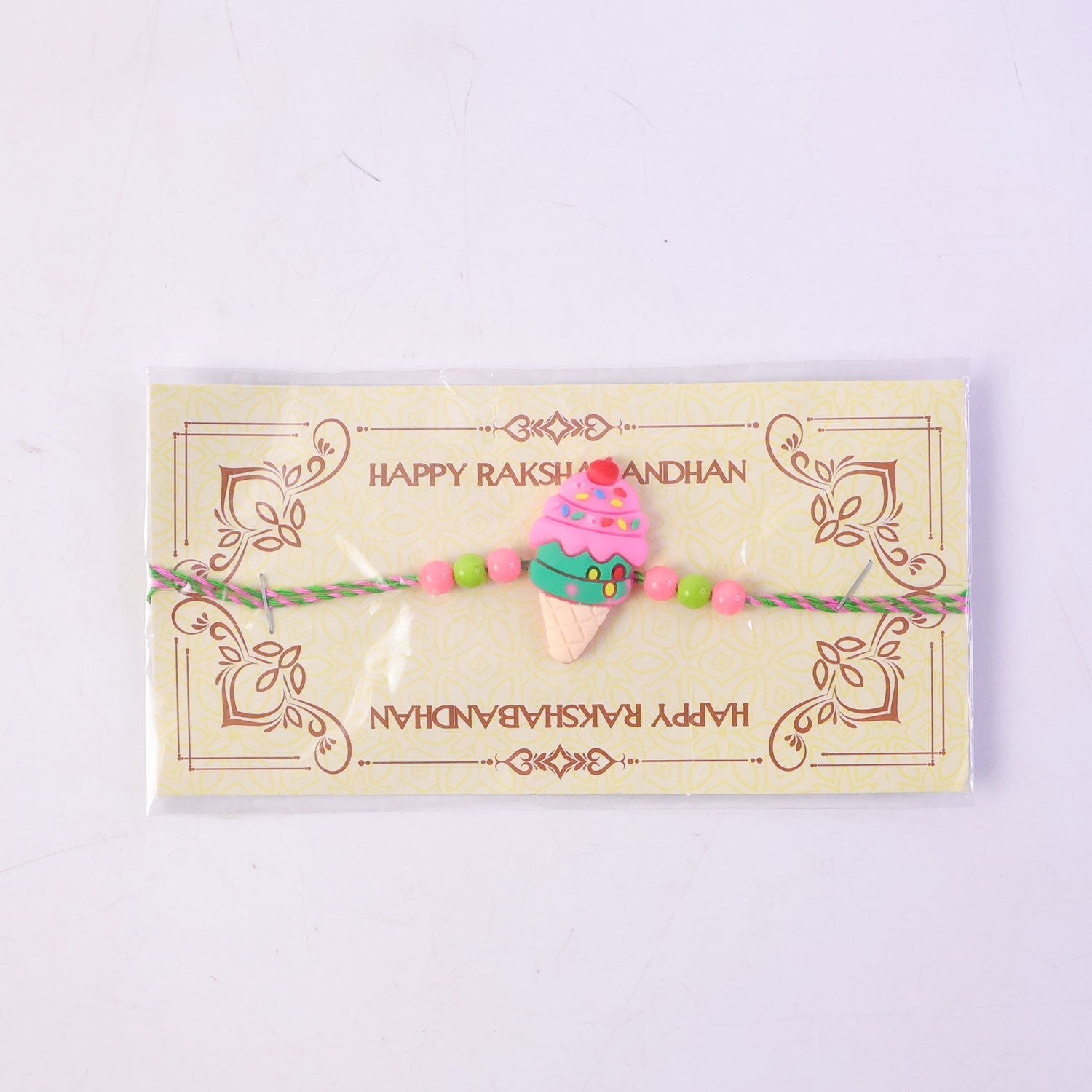 Ice Cream Cone Rakhi Cartoon Kids Cherry Sprinkle Design (5pcs)